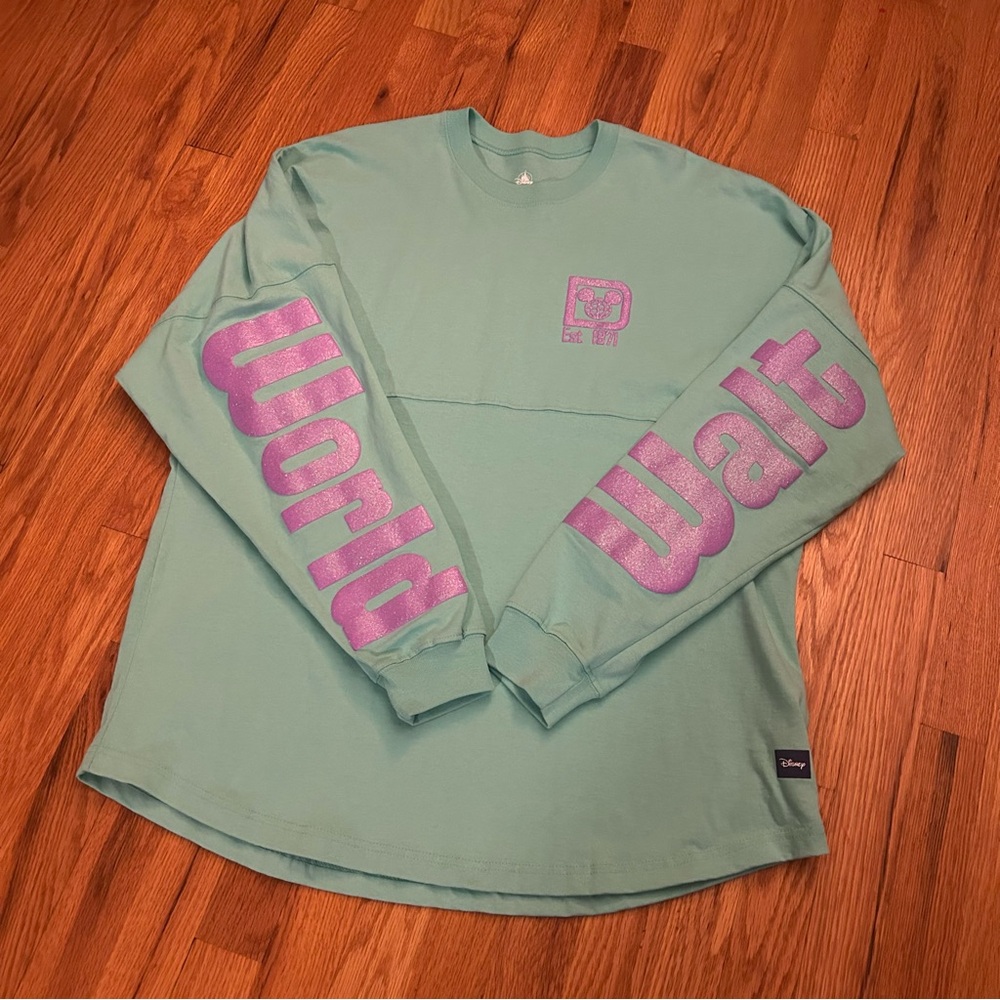 Disney World Aqua Spirit Jersey with Lavender Glitter Details
